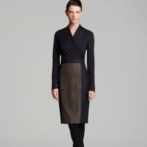 MaxMara | Flou Colorblock Wool Skirt Wrap Dress